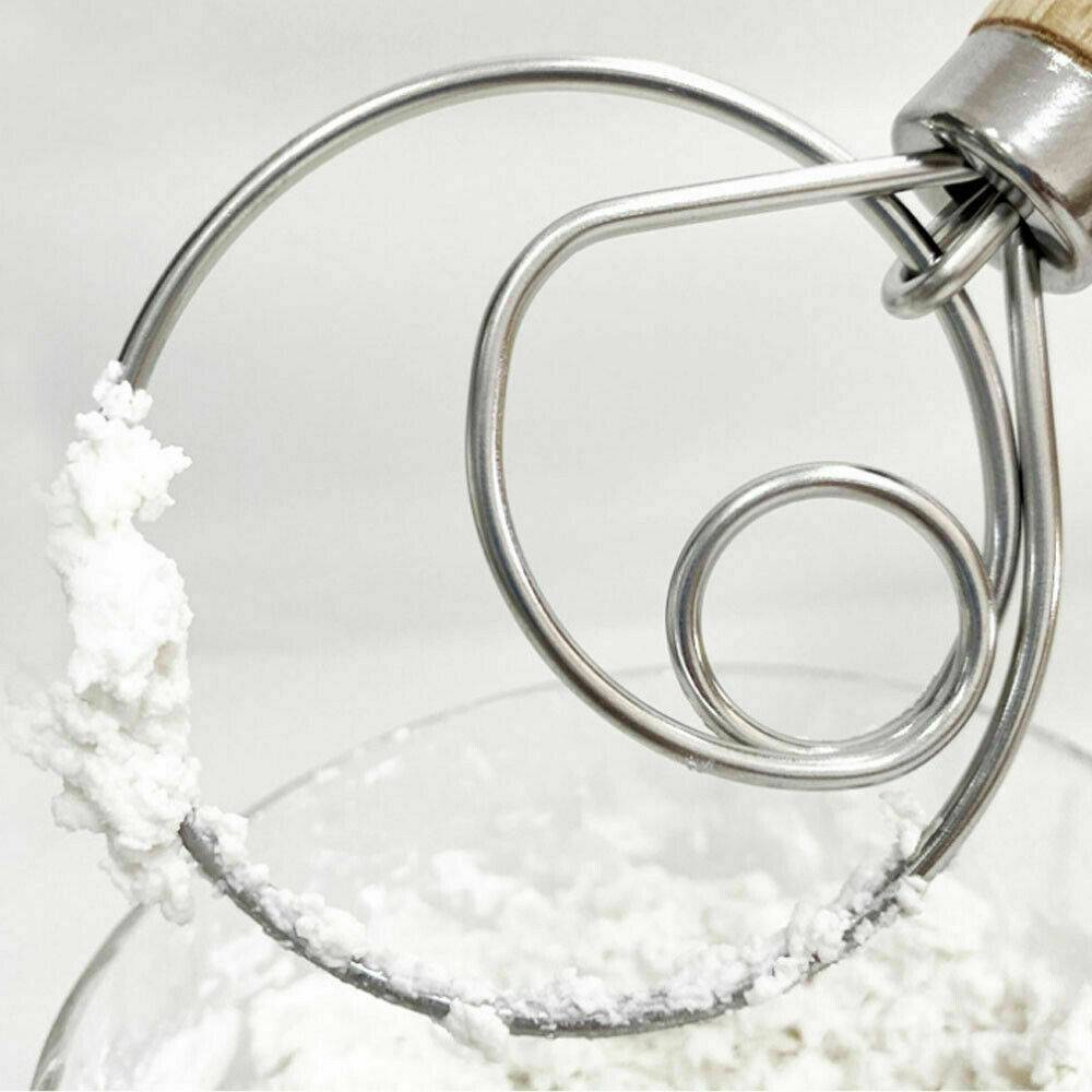 BAKING DOUGH STAINLESS STEEL LARGE WIRE WHISK MIXER BREAD COOKING TOOL
