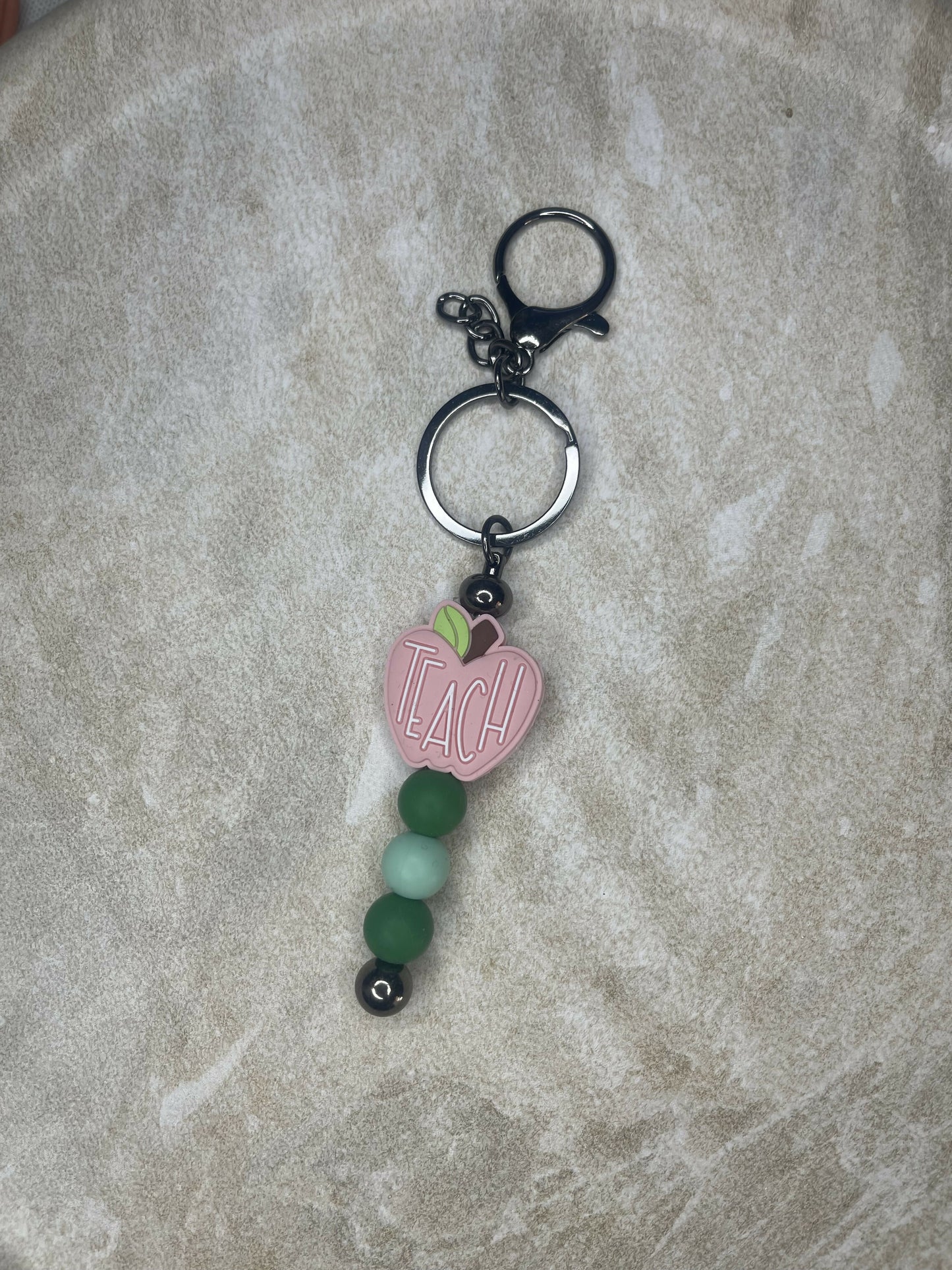 Pink & Green Teachers Keychain