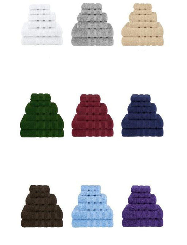 White Luxury 6-Piece Combed Cotton Towel Bale Set - Ultra Soft & Absorbent Bath, Hand, Face Towels