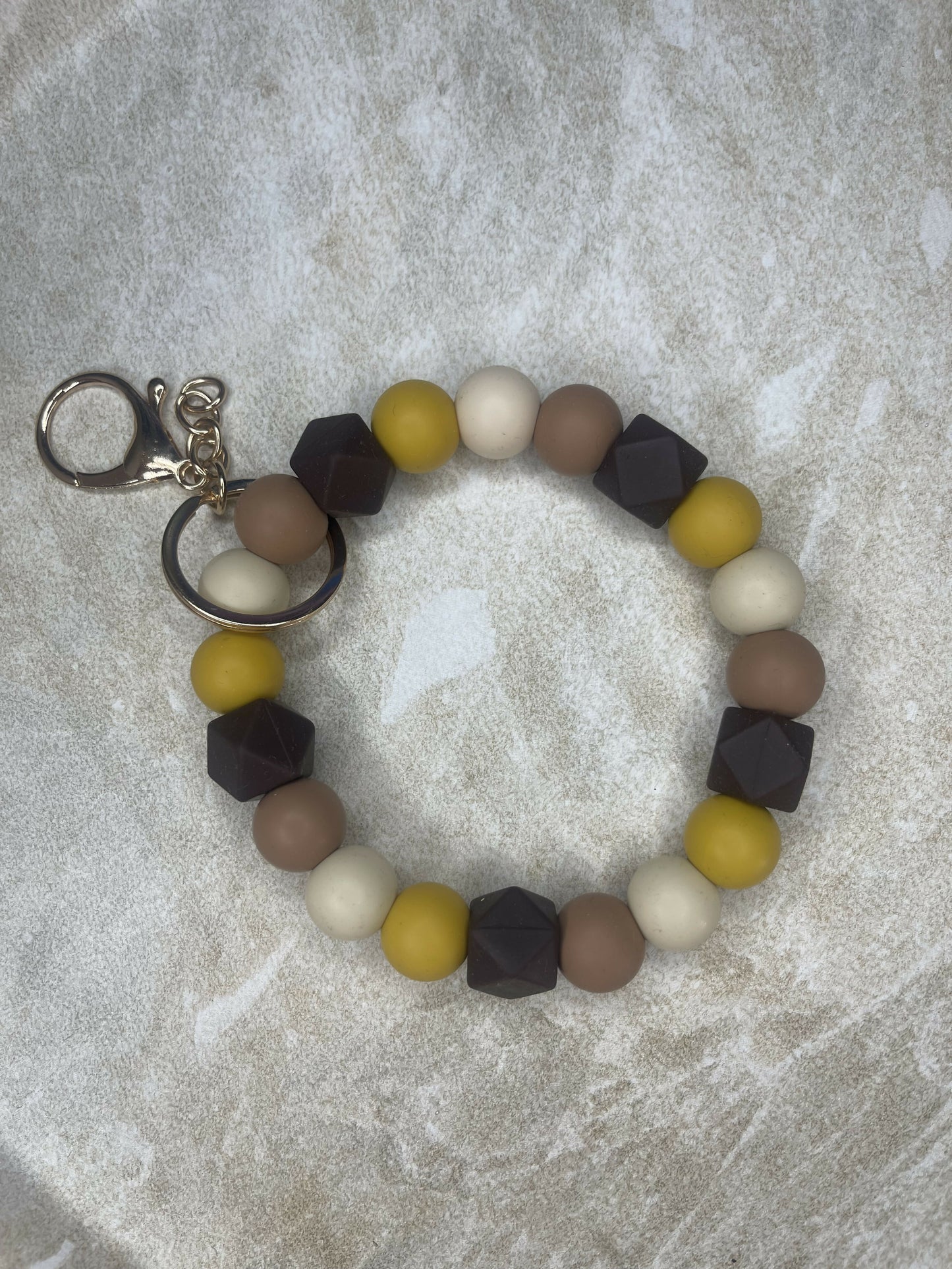 Brown & Mustard Wrist Keychain