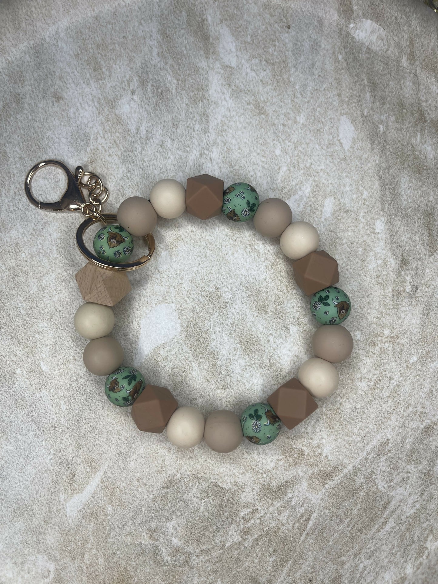 Highland Cow Print Wrist Keychain