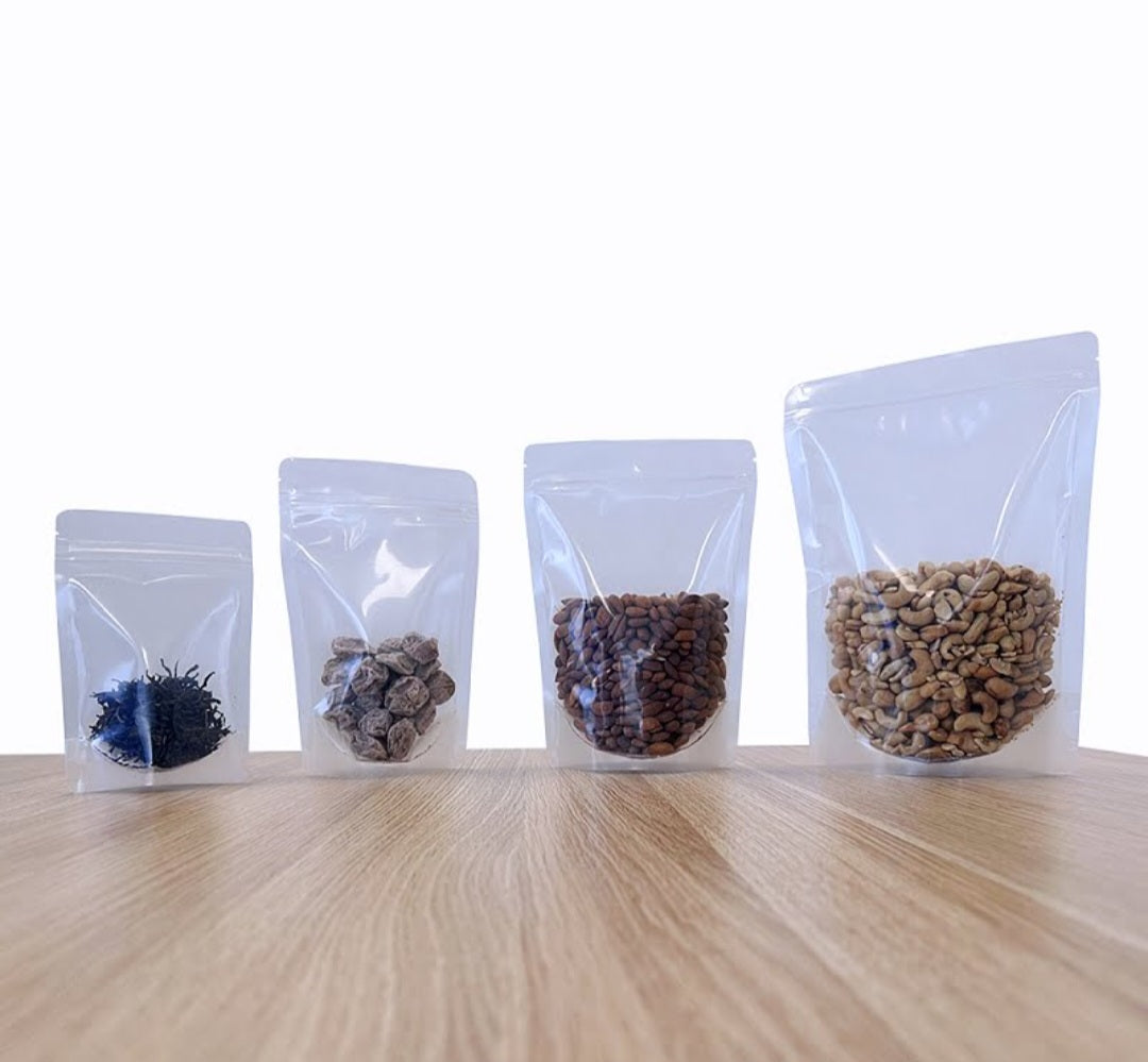 Single Material Recyclable Clear Stand Up Pouch with Zipper (10 pcs) – 150g (130×210+80mm) $2.20