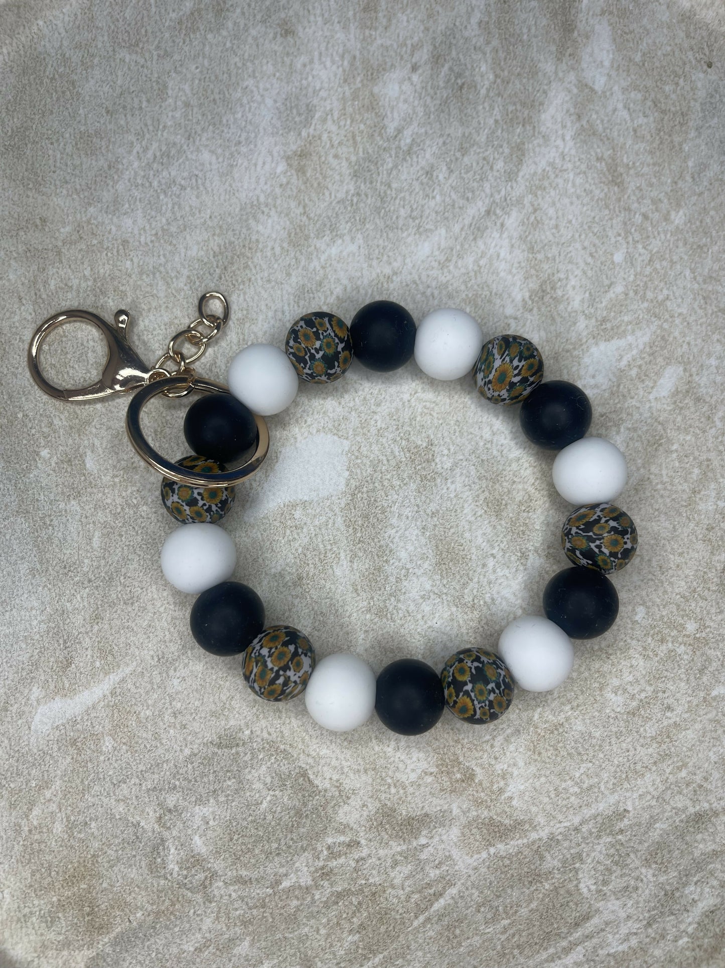 Sunflower Print Wrist Keychain