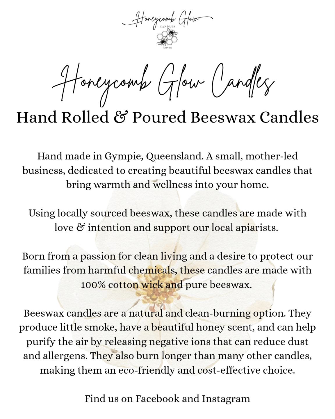 Honeycomb Glow Candles - Handcrafted 100% pure beeswax candles