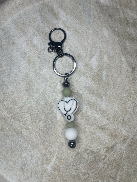 White Nurses Heart Keychain