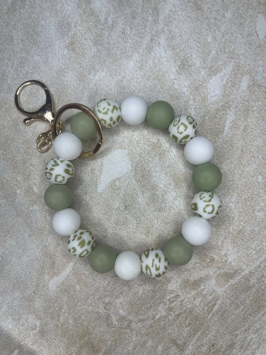 Sage Leopard Print Wrist Keychain