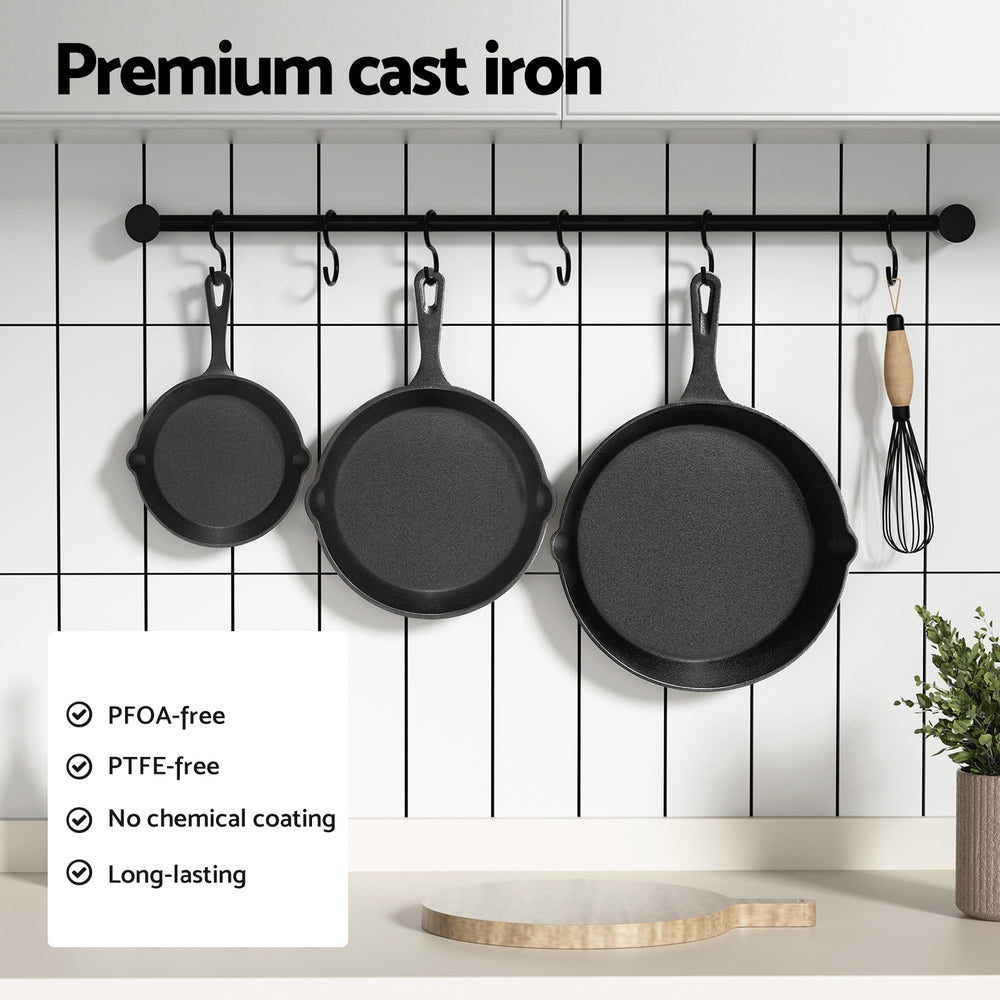 5-Star Chef Cast Iron Frying Pan Set – 3pcs
