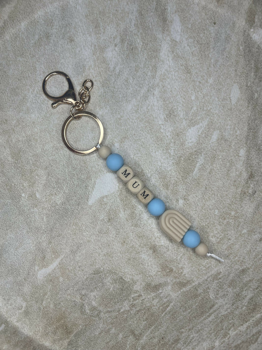 Blue & Beige "Mum" Keychain