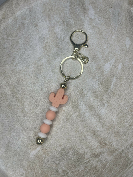 Pink Cactus Keychain