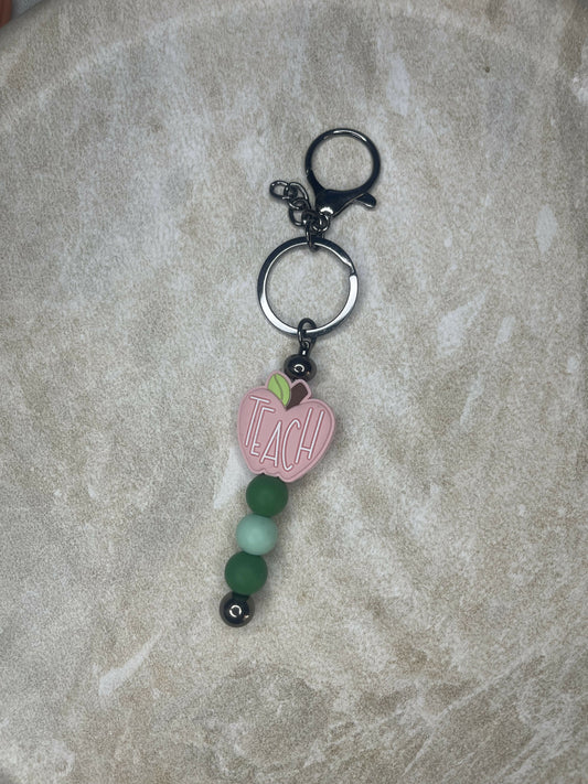 Pink & Green Teachers Keychain