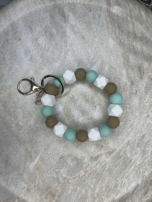 Mint & Brown Wrist Keychain