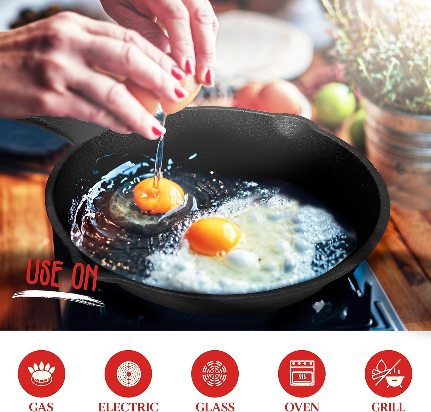 8inch 21cm Cast Iron Skillet Pre-Seasoned Pan