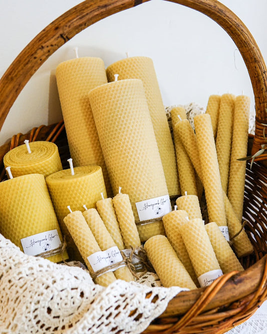 Honeycomb Glow Candles - Handcrafted 100% pure beeswax candles