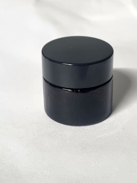 10ml Amber Glass Cosmetic Jar – Thick Glass with Black Lid - $1.50 each