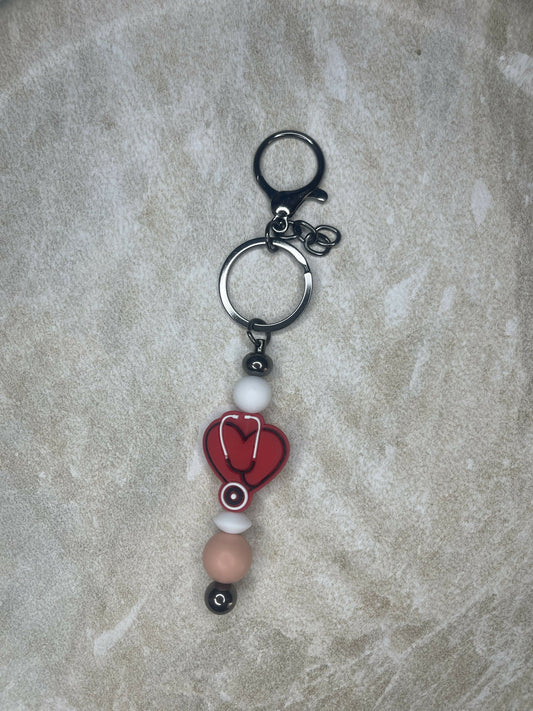Red Nurses Heart Keychain